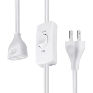 [UL Listed] 6 Ft White 2 Prong Polarized Extension Cord with On/Off Switch