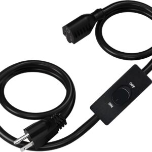 [UL Listed] 6.56ft Black 3 Prong Grounded Extension Cord with On/Off Switch