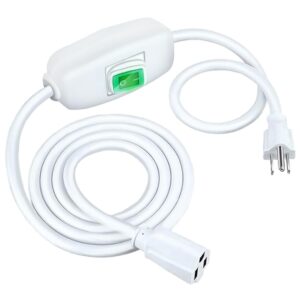 [UL Listed] 6.56 FT White Heavy Duty Extension Cord with LED Light Switch