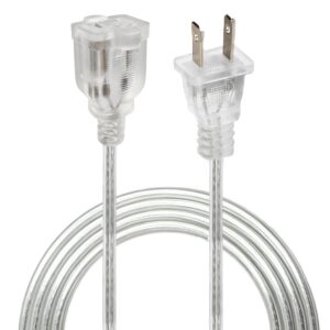 [ETL Listed] 6FT Clear Extension Cord W/ 2Prong,18AWG Transparent Lamp Cord