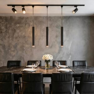 Kitchen Island 6 LED Black Track Pendant & Spot Lighting Kit