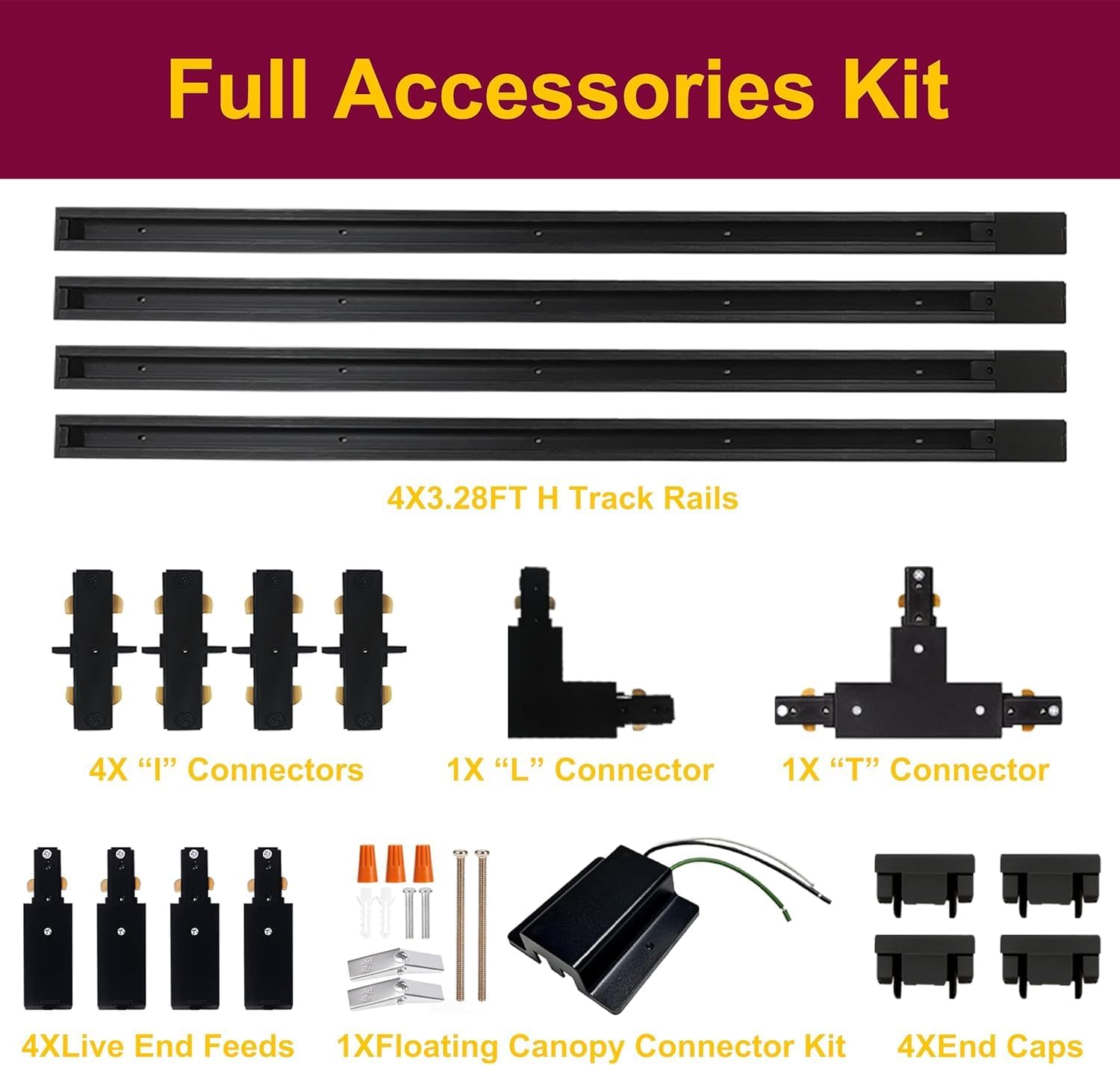 Full Accessories and Rails Kit for H Type Track Lighting Systems - Image 2