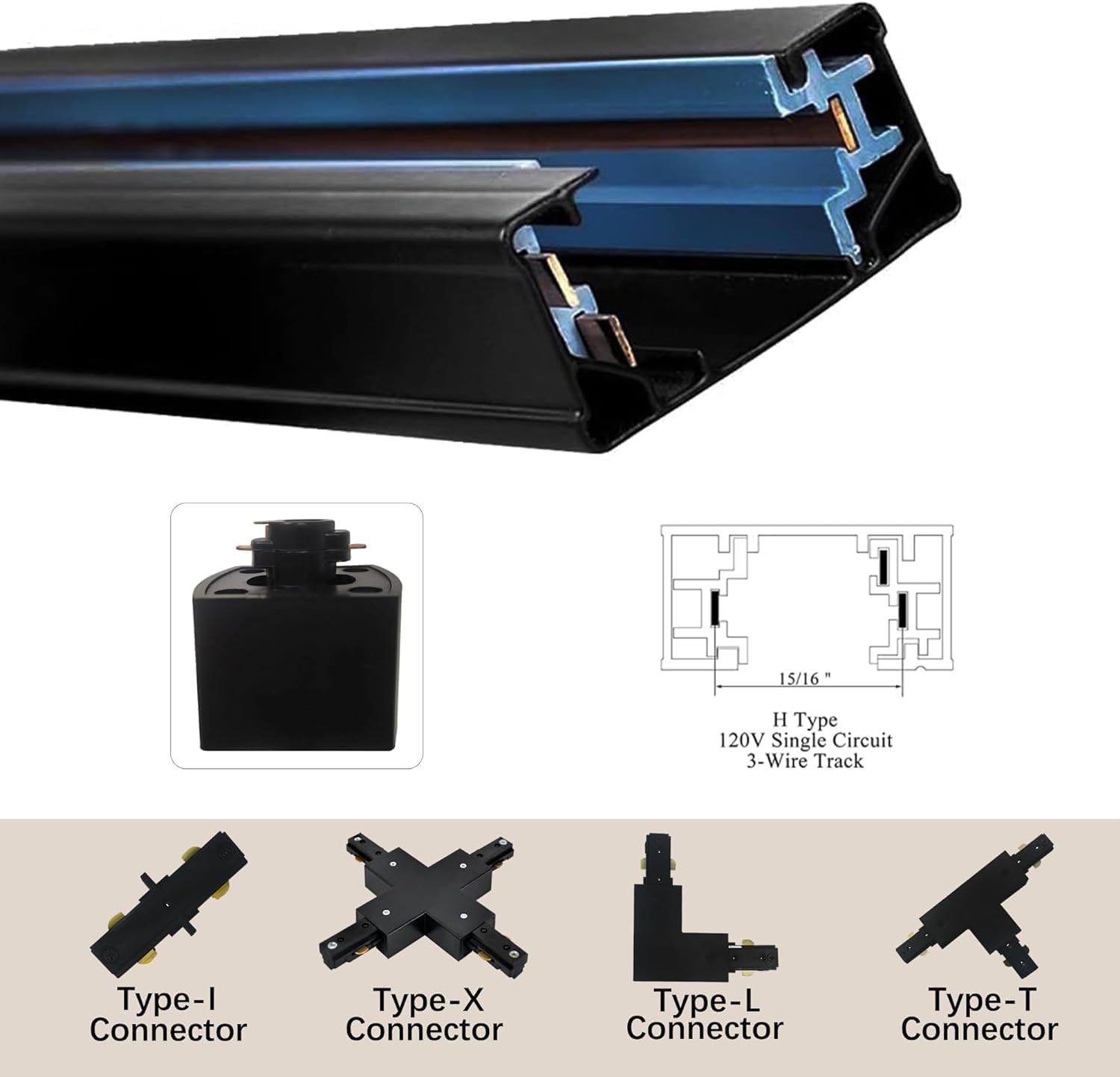 Full Accessories and Rails Kit for H Type Track Lighting Systems - Image 3