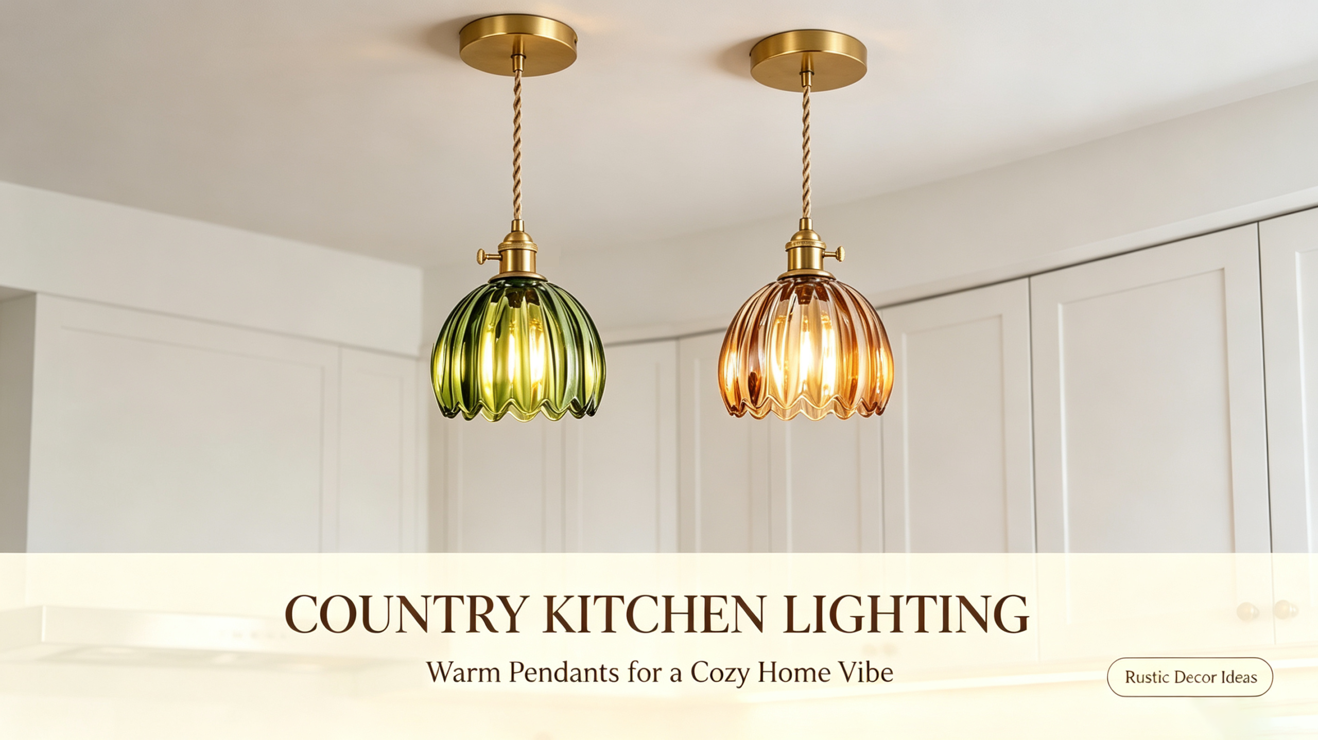 Ribbed Tulip Glass Pendant Lights – Cozy Country Kitchen Lighting Inspiration